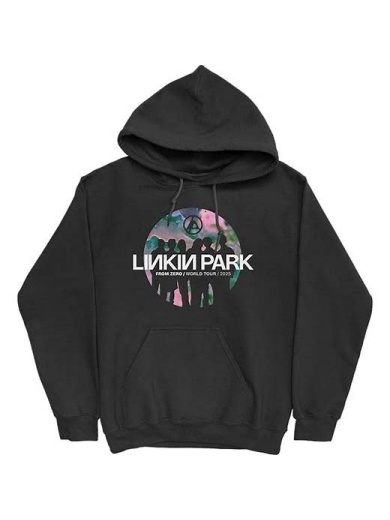Black Graphic Pullover Hoodie with Tie-Dye Chest Print