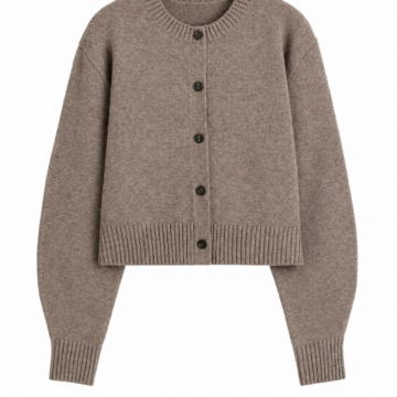 Heather Taupe Cropped Boxy Knit Cardigan