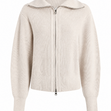 Off-White Rib-Knit Zip-Up Cardigan