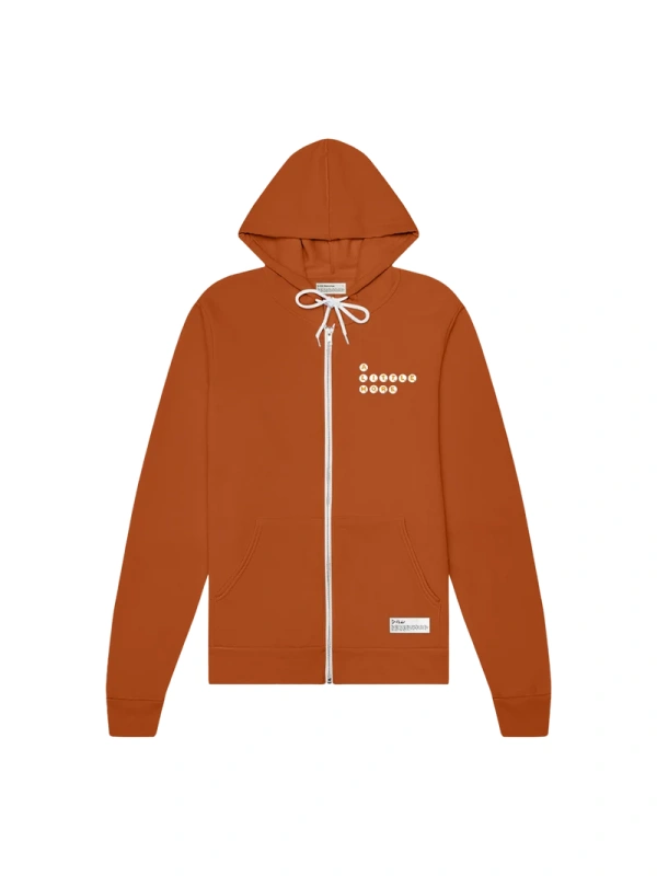 Burnt Orange Full-Zip Hooded Sweatshirt
