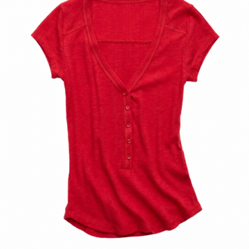 Red Heathered Henley Top