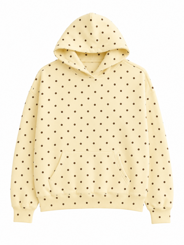 Pale Yellow Polka Dot Pullover Hoodie