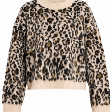 Cream Leopard Print Crewneck Sweater