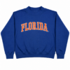 Royal Blue Crewneck Sweatshirt with Orange Varsity Graphic