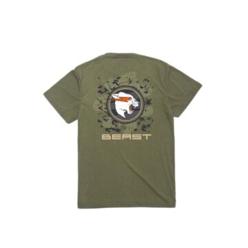 Olive Green Graphic T-Shirt with Beast Print