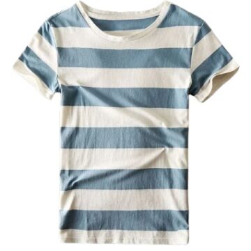 Dusty Blue Striped Crew Neck T-Shirt