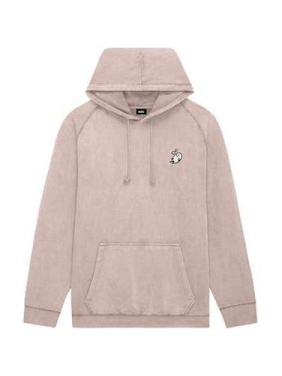 Dusty Pink Heathered Pullover Hoodie with Embroidered Chest