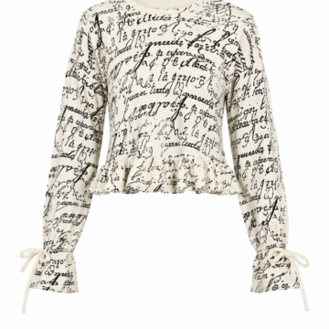 Off-White Script Print Peplum Blouse