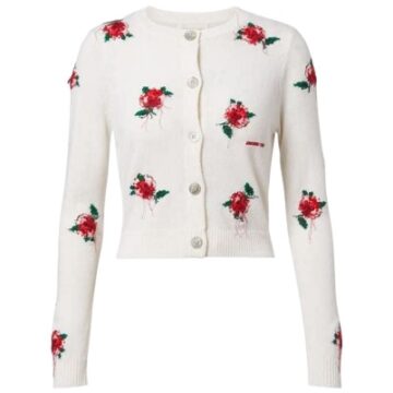 Cream Floral Cropped Cardigan